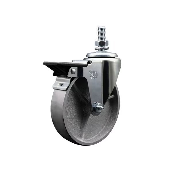 5 Inch Semi Steel 10 MM Threaded Stem Caster with Brake, Service Caster, Mfr#: SCC-TS20S515-SSR-PLB-M1015